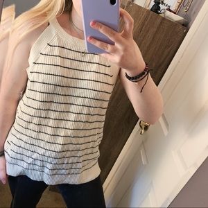 OLD NAVY striped white & black sweater tank